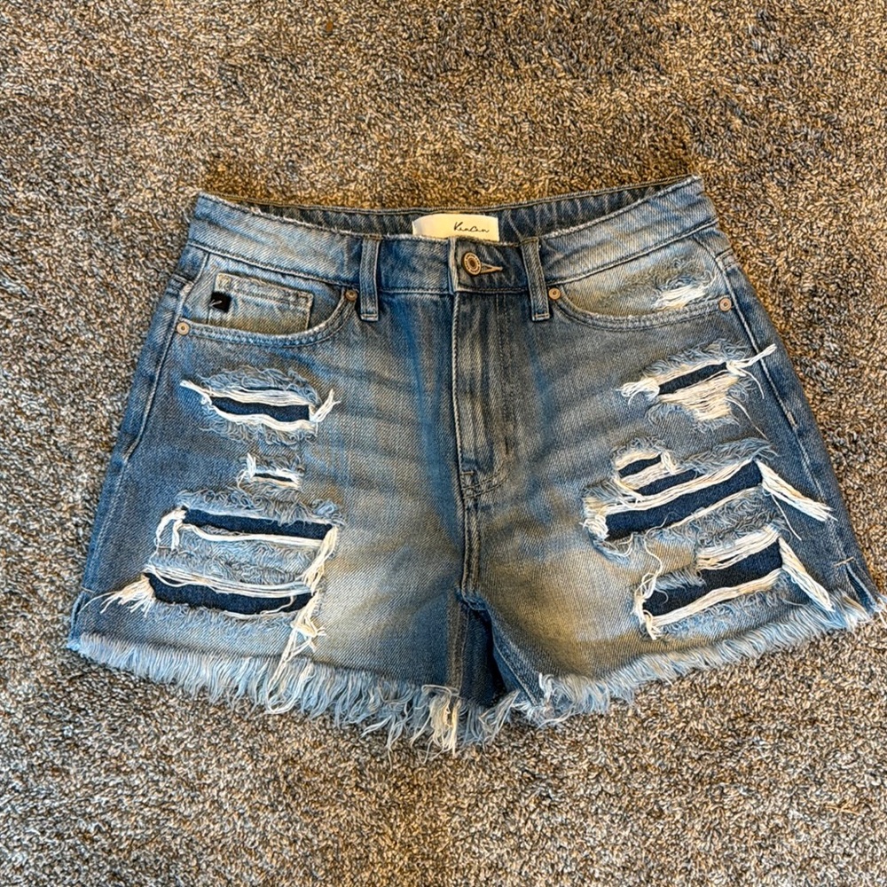 KanCan Blue Distressed Jean Shorts